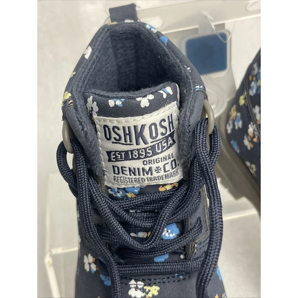 Oshkosh Floral Flower‎ Print Blue Fashion Boots Toddler Girls Size 5 NEW